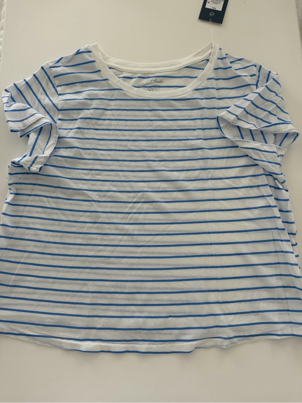 Universal Thread White Tee with Blue Stripes